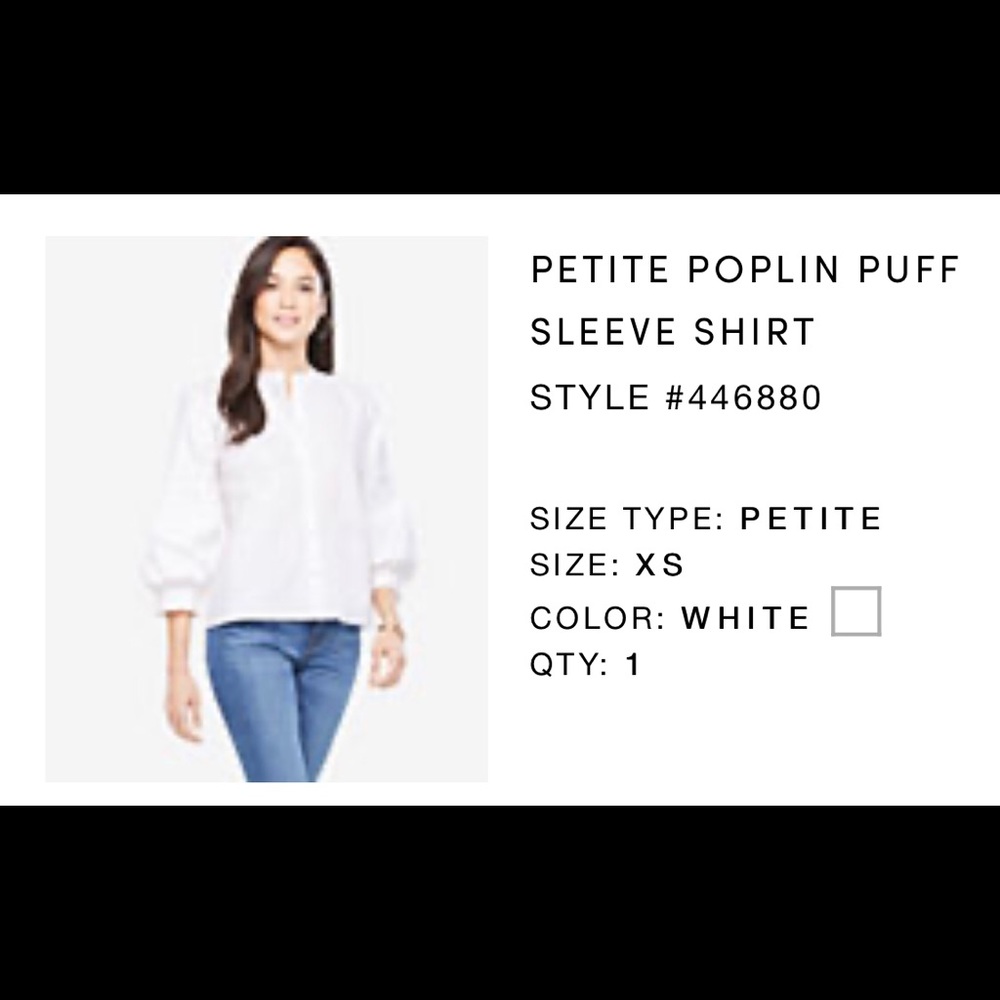 Ann Taylor Petite xs poplin puff sleeve shirt